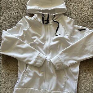 Nike White Therma-FIT Jacket with Black Swoosh Detail